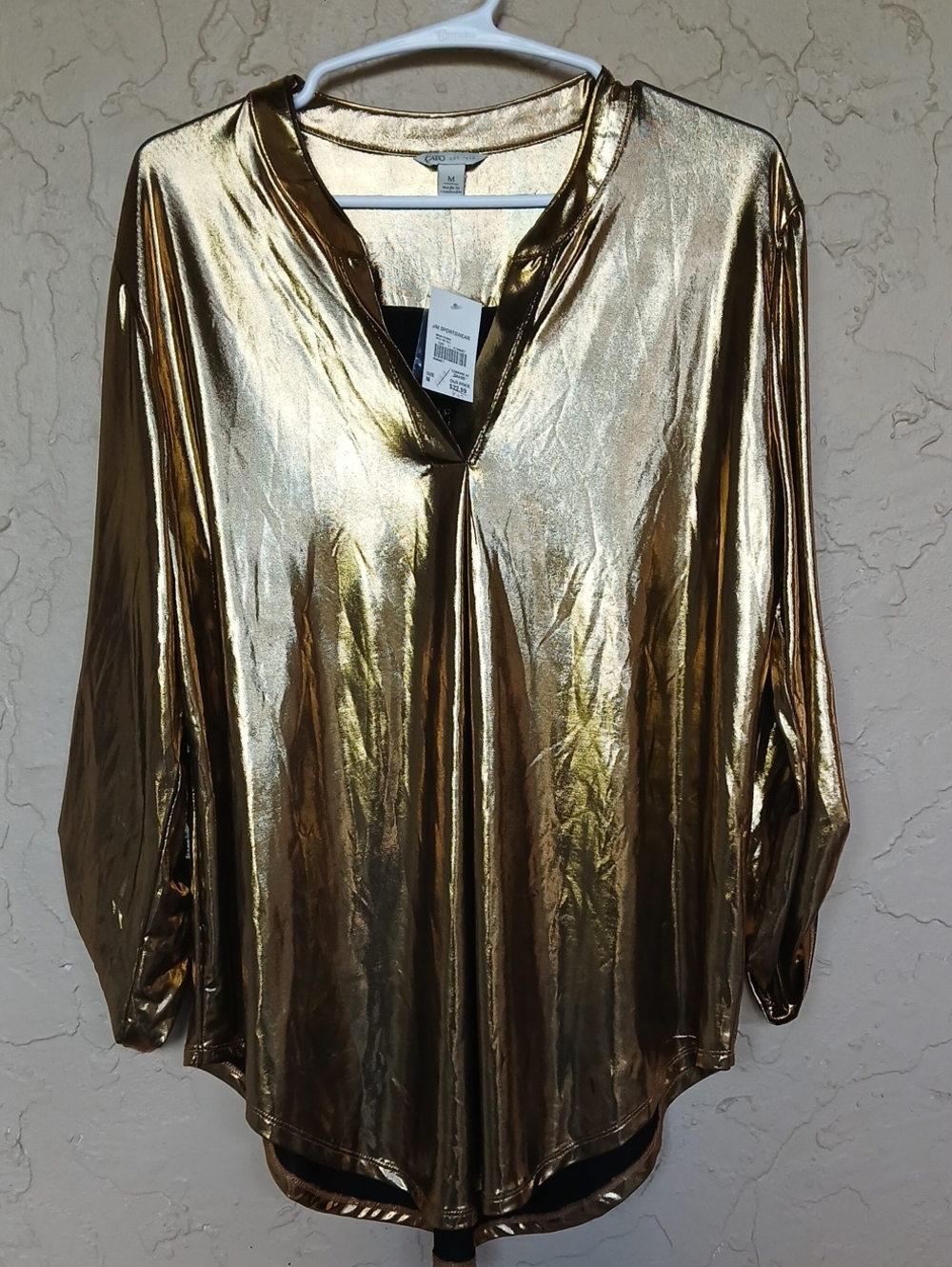 Cato Metallic Gold V-Neck Tunic Top